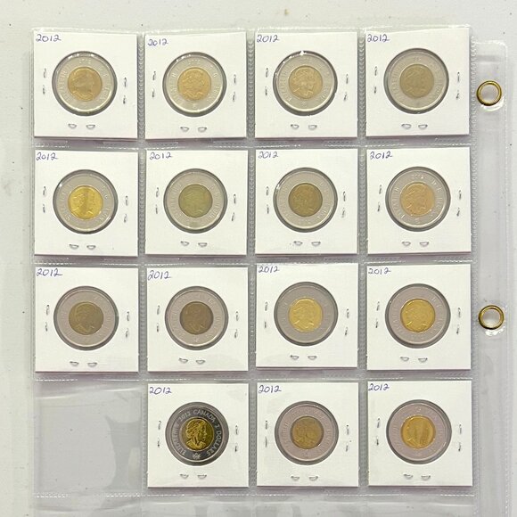 Special 15 Coin Set of the 3 Types of Canada 2012 $2 Toonies! - Picture 2 of 16